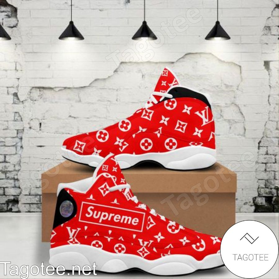 Louis Vuitton Supreme Red Air Jordan 13 Shoes - Tagotee