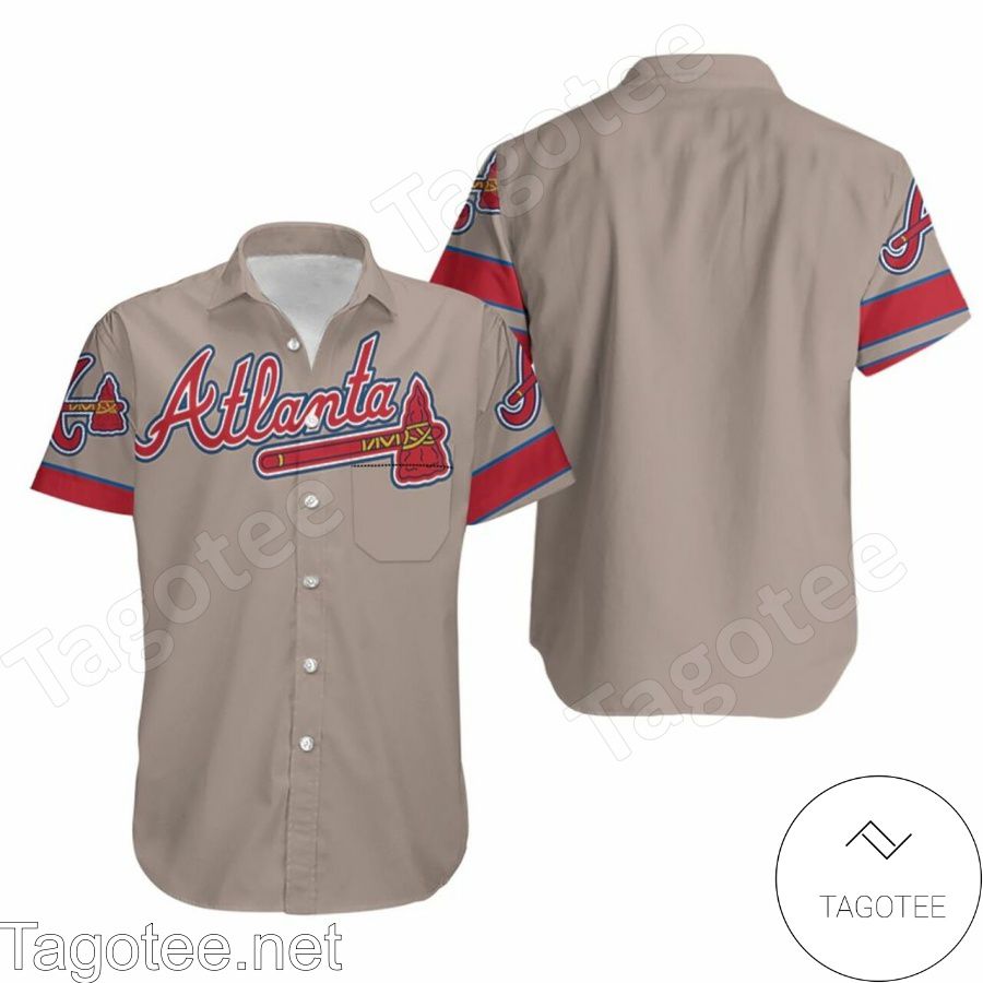 Atlanta Braves Mlb Grey Jersey Inspired Style Hawaiian Shirt - Tagotee