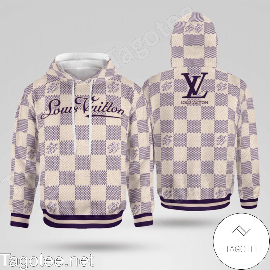 Louis Vuitton Black And Blue Checkerboard Full Print Hoodie - Tagotee
