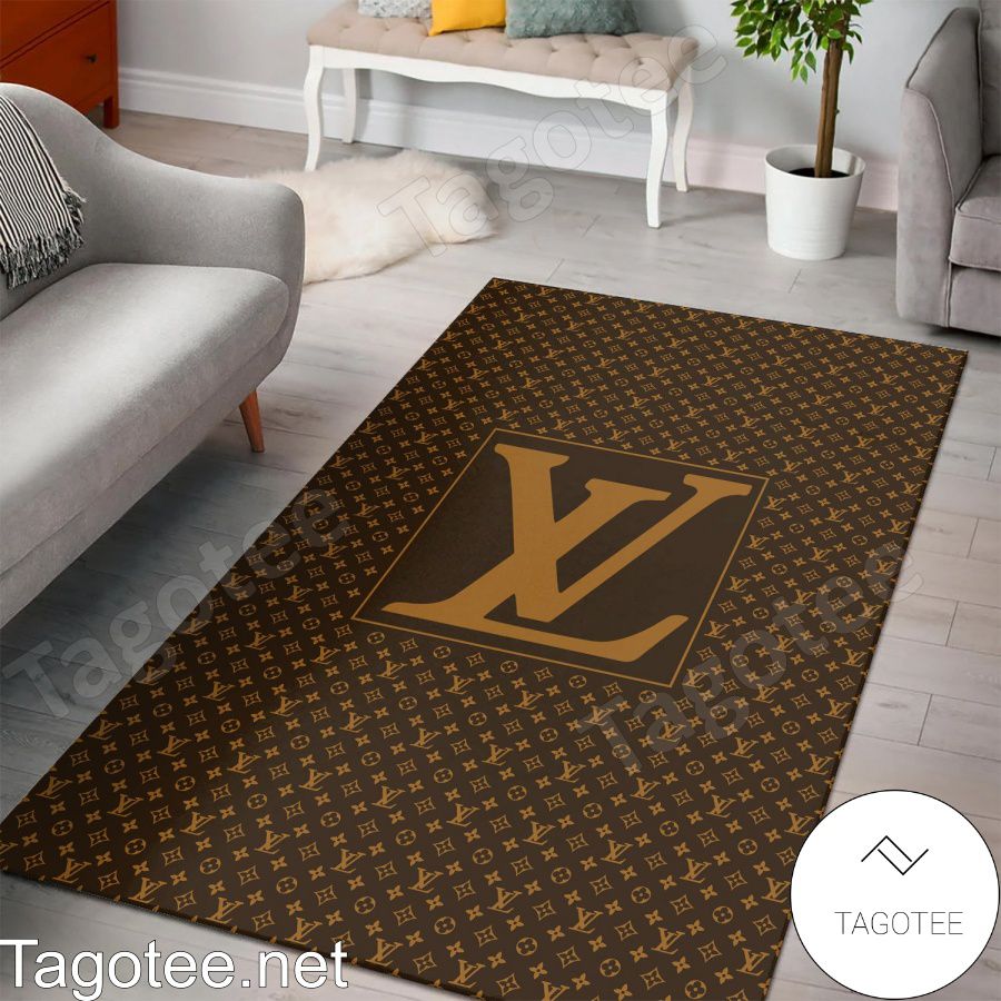 Louis Vuitton Dark Brown Monogram With Big Logo In Square Center Rug -  Tagotee