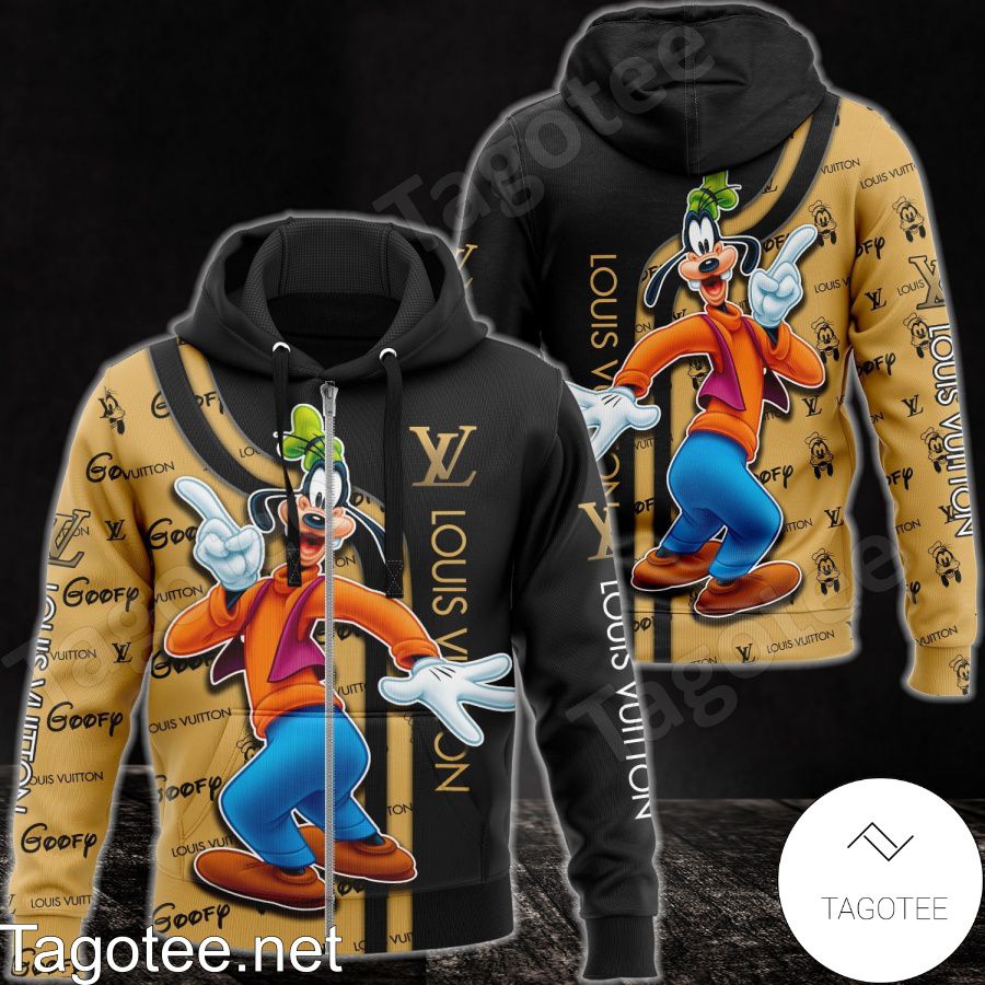 Louis Vuitton With Goofy Black And Brown Hoodie - Tagotee
