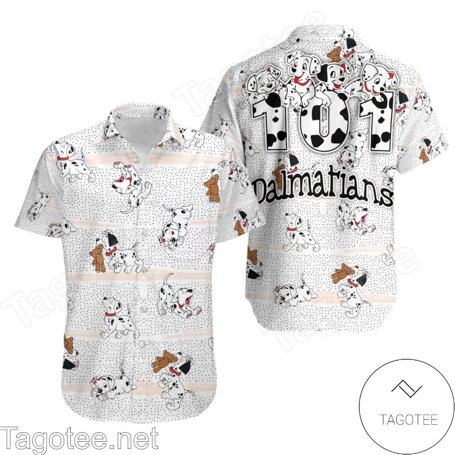 101 Dalmatians Black White Polka Dot Disney Hawaiian Shirt