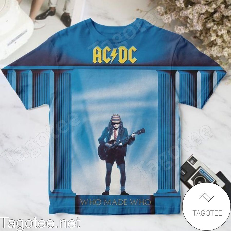 Ac Dc Who Made Who Album Cover Blue Shirt