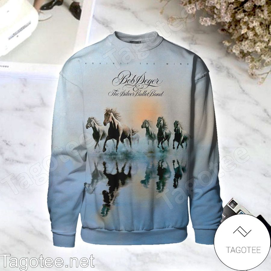 Against The Wind Album Cover By Bob Seger Long Sleeve Shirt