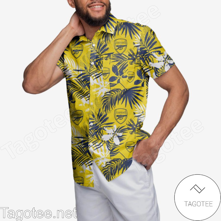 Arsenal FC Mens Away Colours Floral Hawaiian Shirt