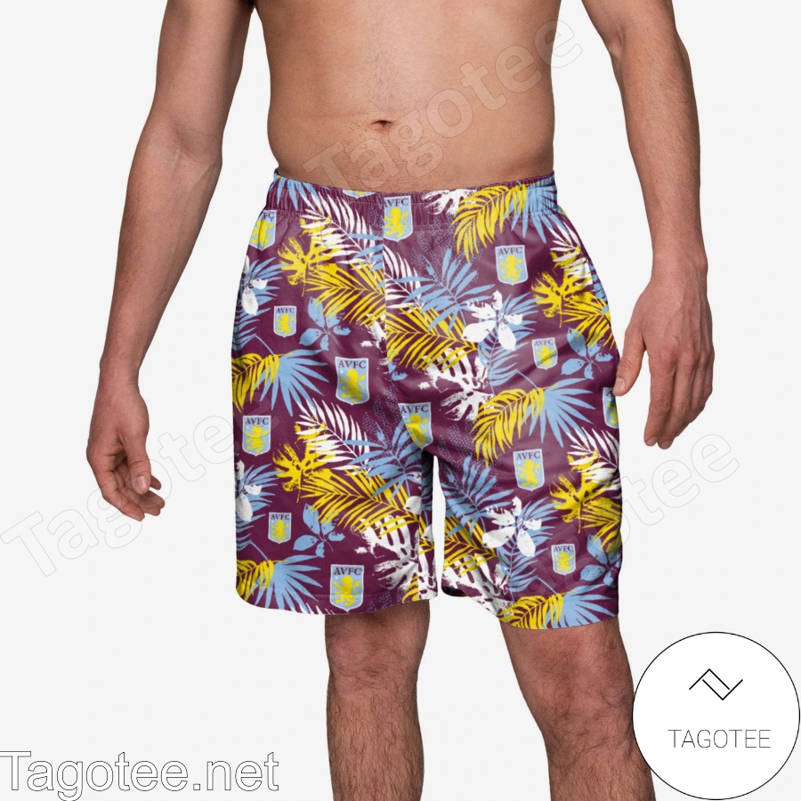 Aston Villa FC Floral c Beach Shorts