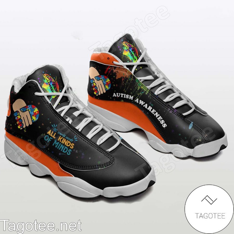 Autism Awareness The World Needs All Kinds Of Minds Black Air Jordan 13 Shoes
