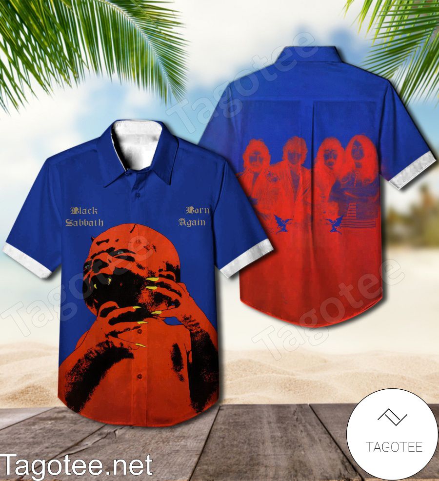 Black Sabbath Born Again Album Cover Blue Hawaiian Shirt