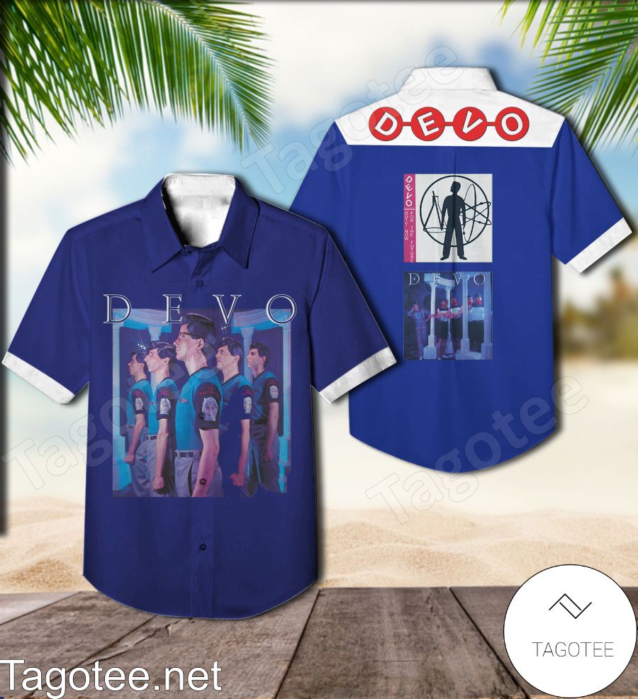Devo New Traditionalists Album Cover Blue Hawaiian Shirt