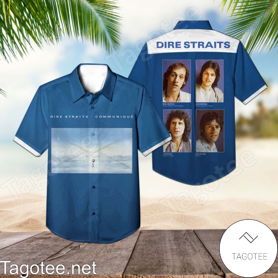 Dire Straits Communiqué Album Cover Blue Hawaiian Shirt