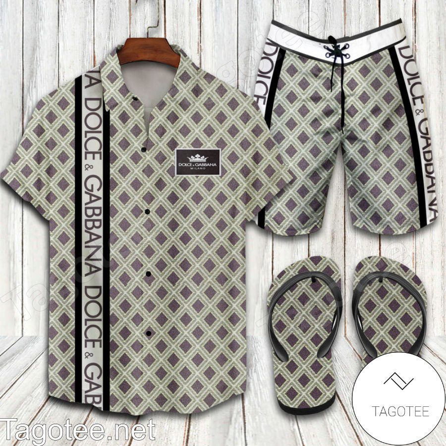 Dolce & Gabbana 2022 Combo Hawaiian Shirt, Beach Shorts And Flip Flop