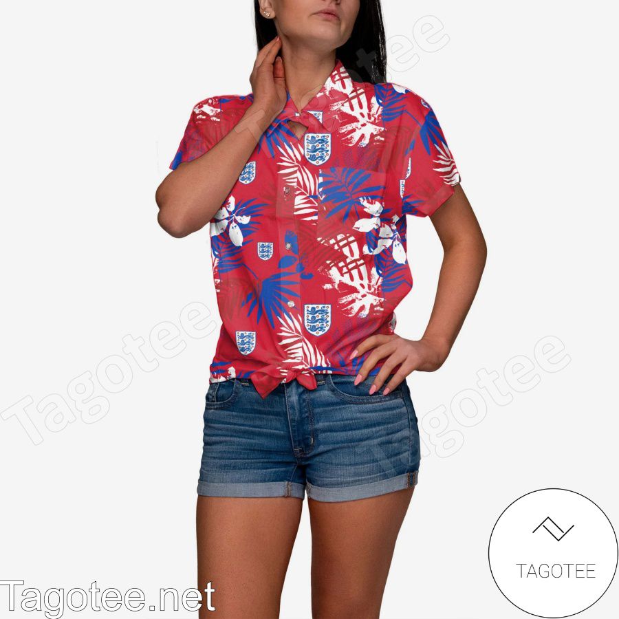 England Womens Floral Hawaiian Shirt