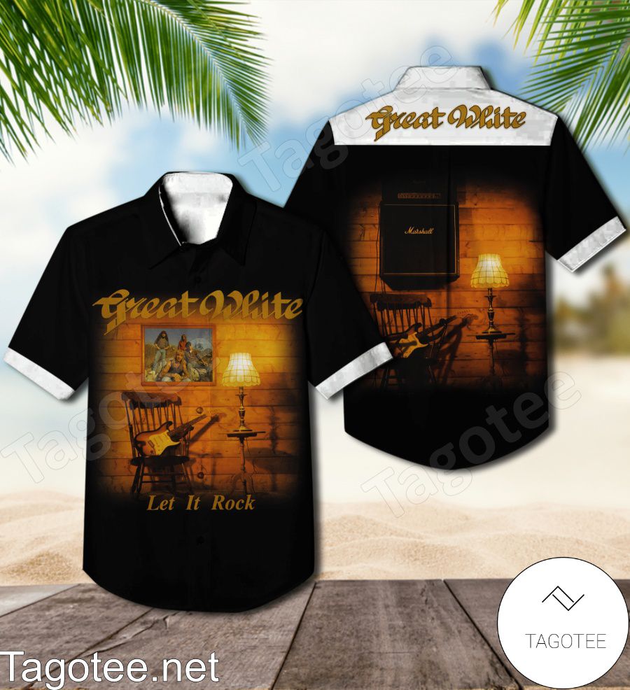 Great White Let It Rock Album Cover Hawaiian Shirt