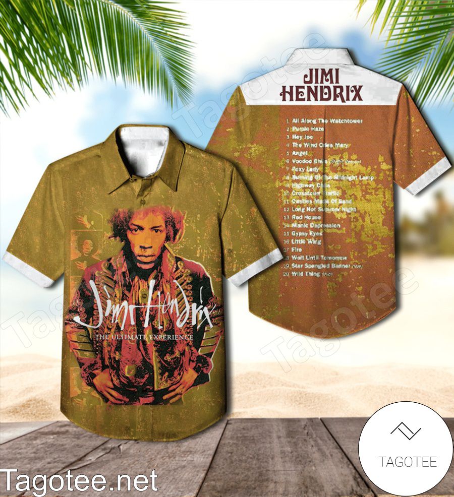 Jimi Hendrix The Ultimate Experience Compilation Album Cover Hawaiian Shirt