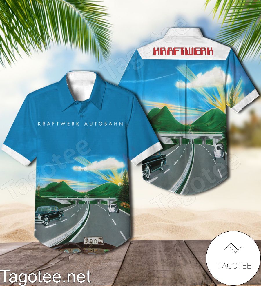 Kraftwerk Autobahn Album Cover Blue Hawaiian Shirt