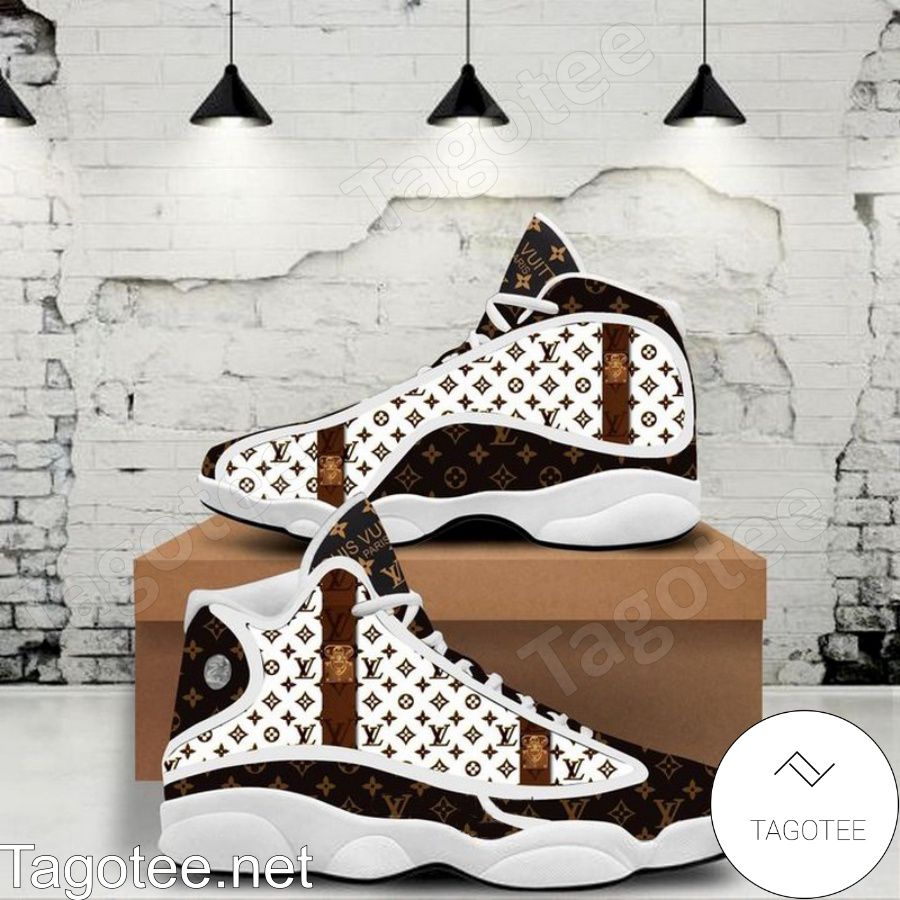 Louis Vuitton LV Monogram White Air Jordan High Top Shoes Sneakers - Tagotee
