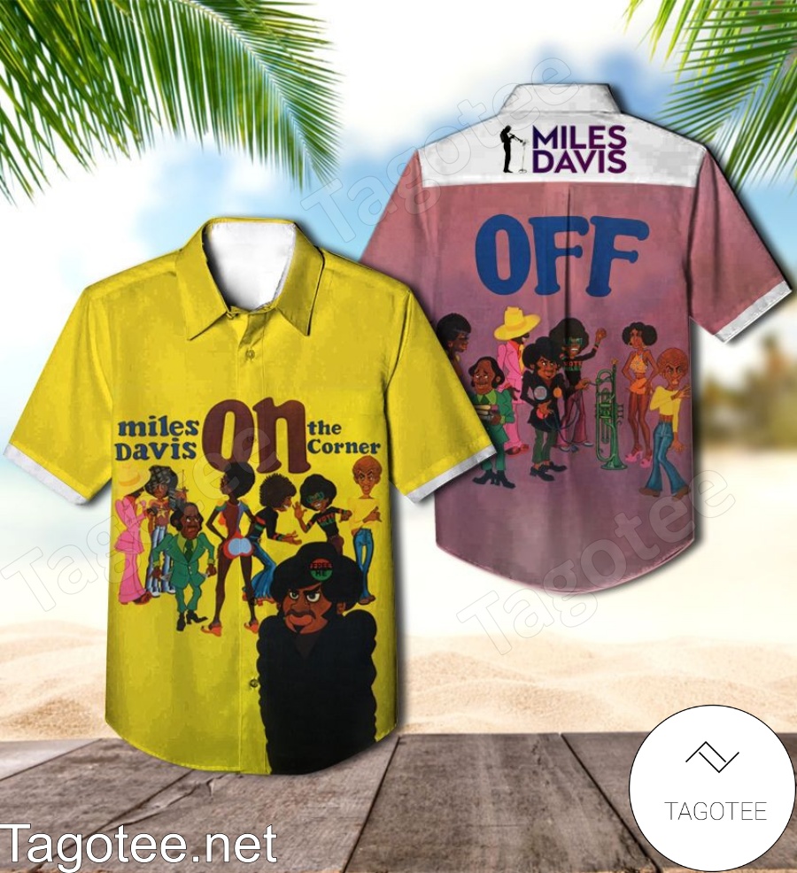 Miles Davis On The Corner Album Cover Mix Yellow And Pink Hawaiian Shirt