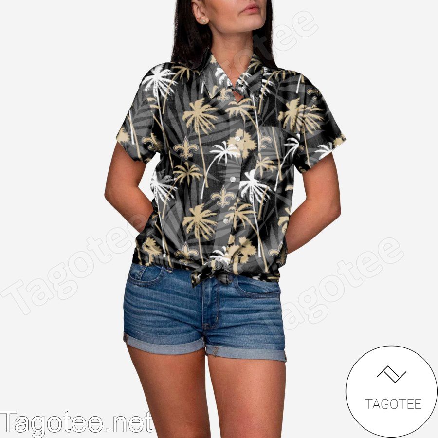 New Orleans Saints Tropic of Da Palms Womens Hawaiian Shirt