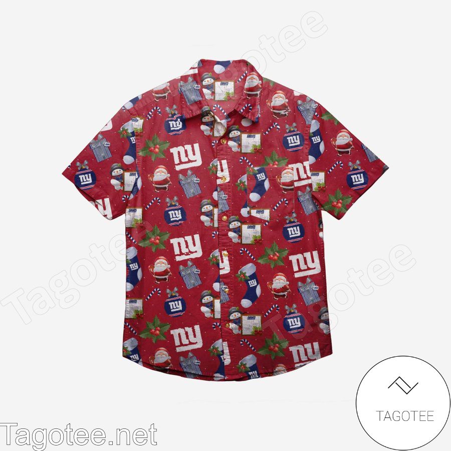New York Giants Christmas Explosion Hawaiian Shirt a