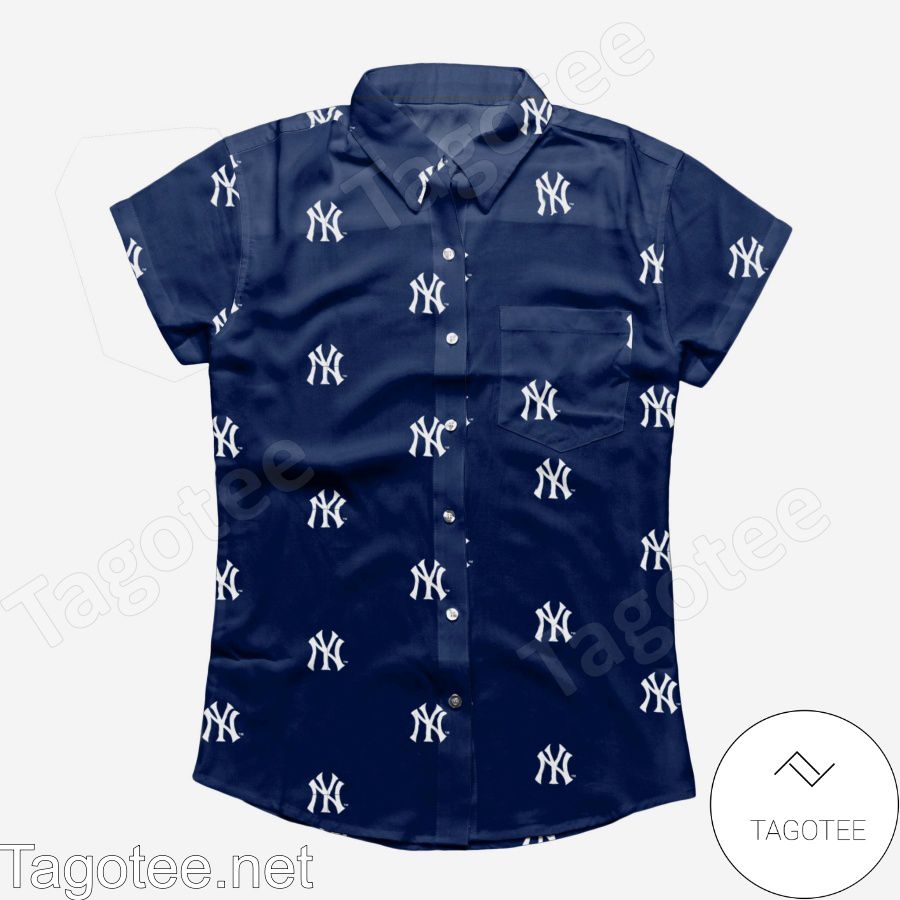 New York Yankees Logo Blast Womens Hawaiian Shirt a