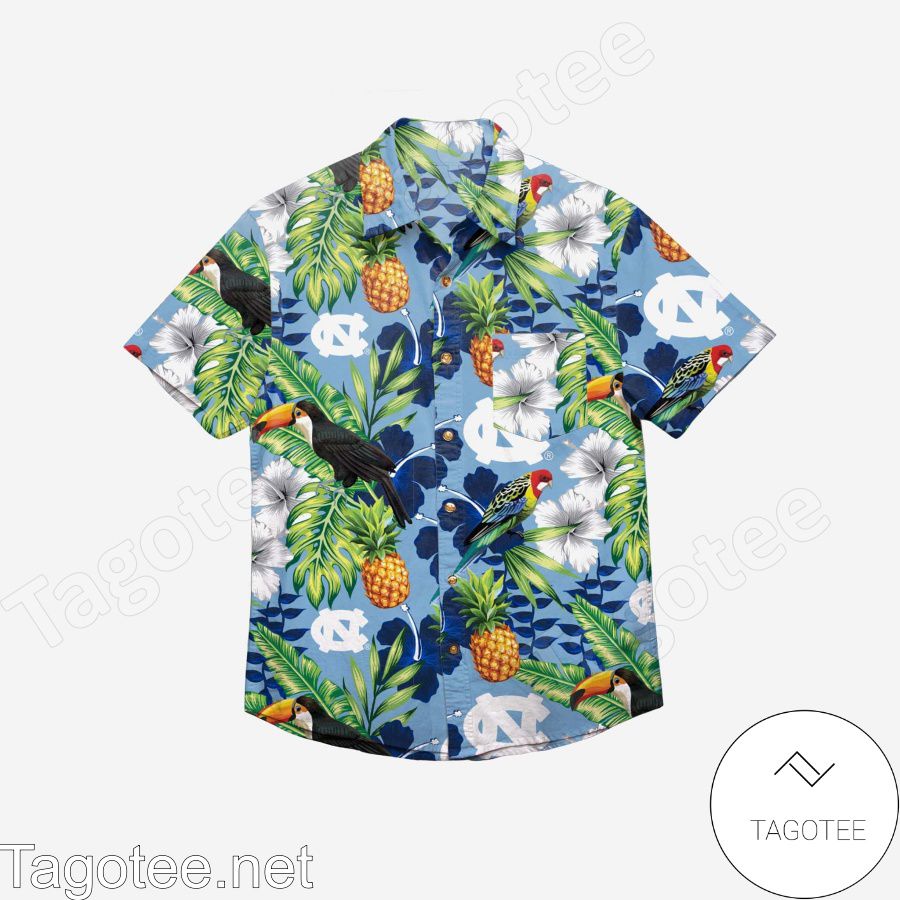 North Carolina Tar Heels Floral Hawaiian Shirt a