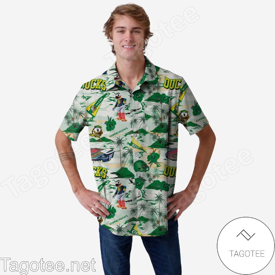 Oregon Ducks Thematic Stadium Print Hawaiian Shirt