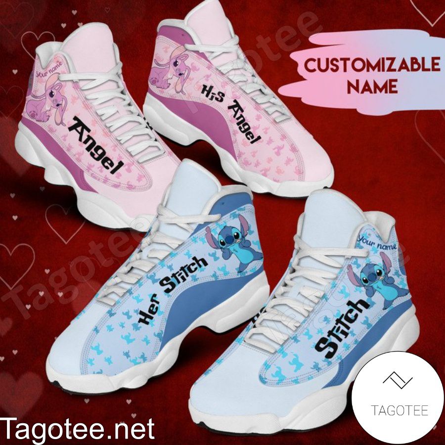 Personalized Her Stitch & His Angel Shoes Premium Couple Air Jordan 13 Shoes