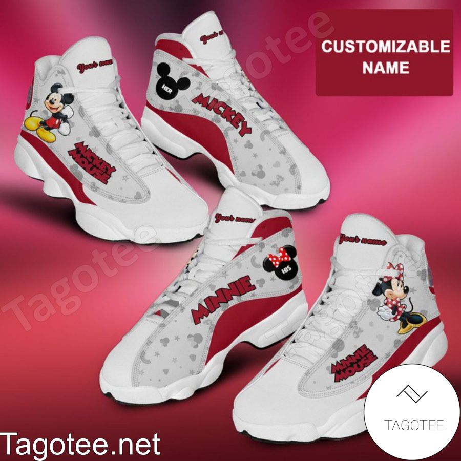 Personalized Mickey Mouse And Minnie Mouse Shoes Premium Couple Air Jordan 13 Shoes
