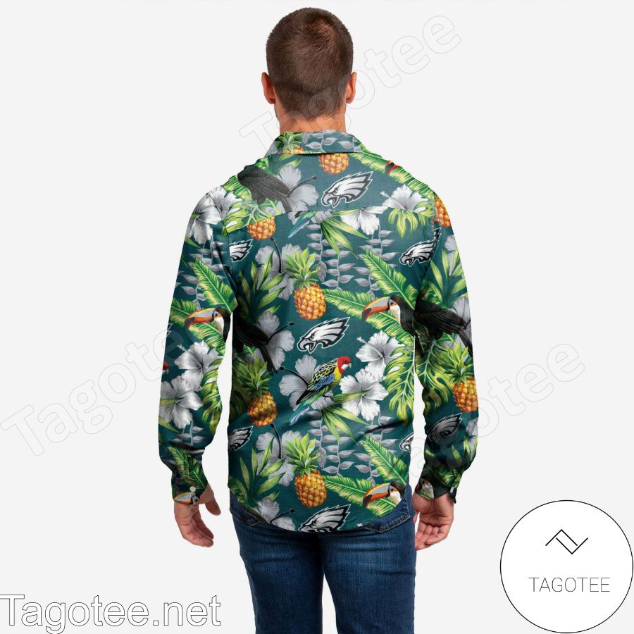 Philadelphia Eagles Long Sleeve Floral Hawaiian Shirt a