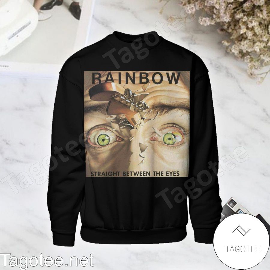 Rainbow Straight Between The Eyes Album Cover Black Long Sleeve Shirt