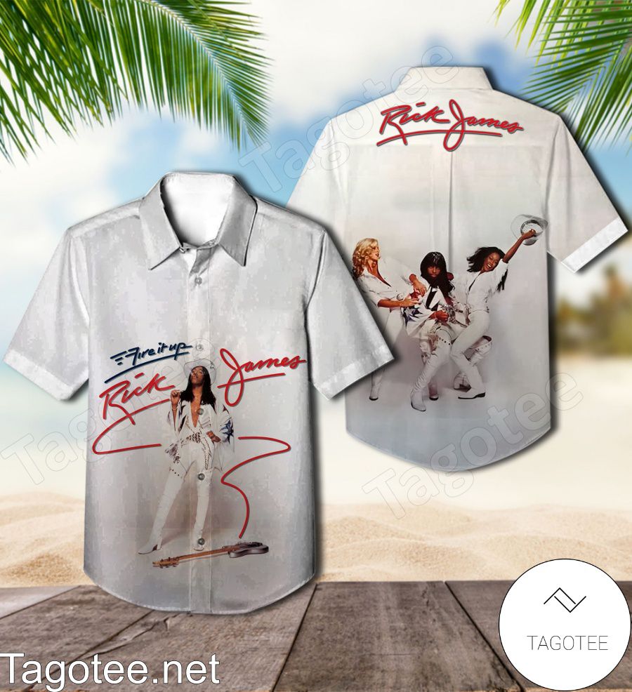 Rick James Fire It Up Album Cover White Hawaiian Shirt