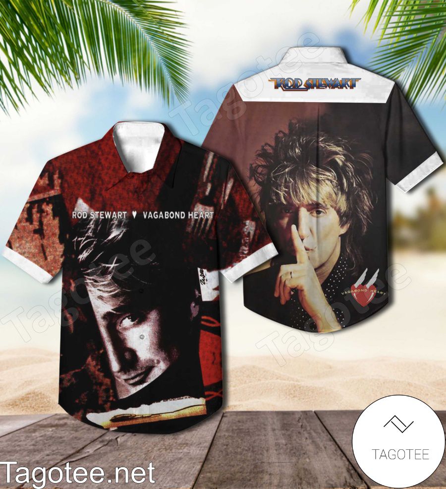 Rod Stewart Vagabond Heart Album Cover Hawaiian Shirt