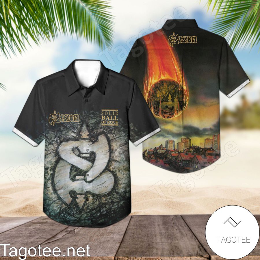 Saxon Solid Ball Of Rock Album Cover Hawaiian Shirt