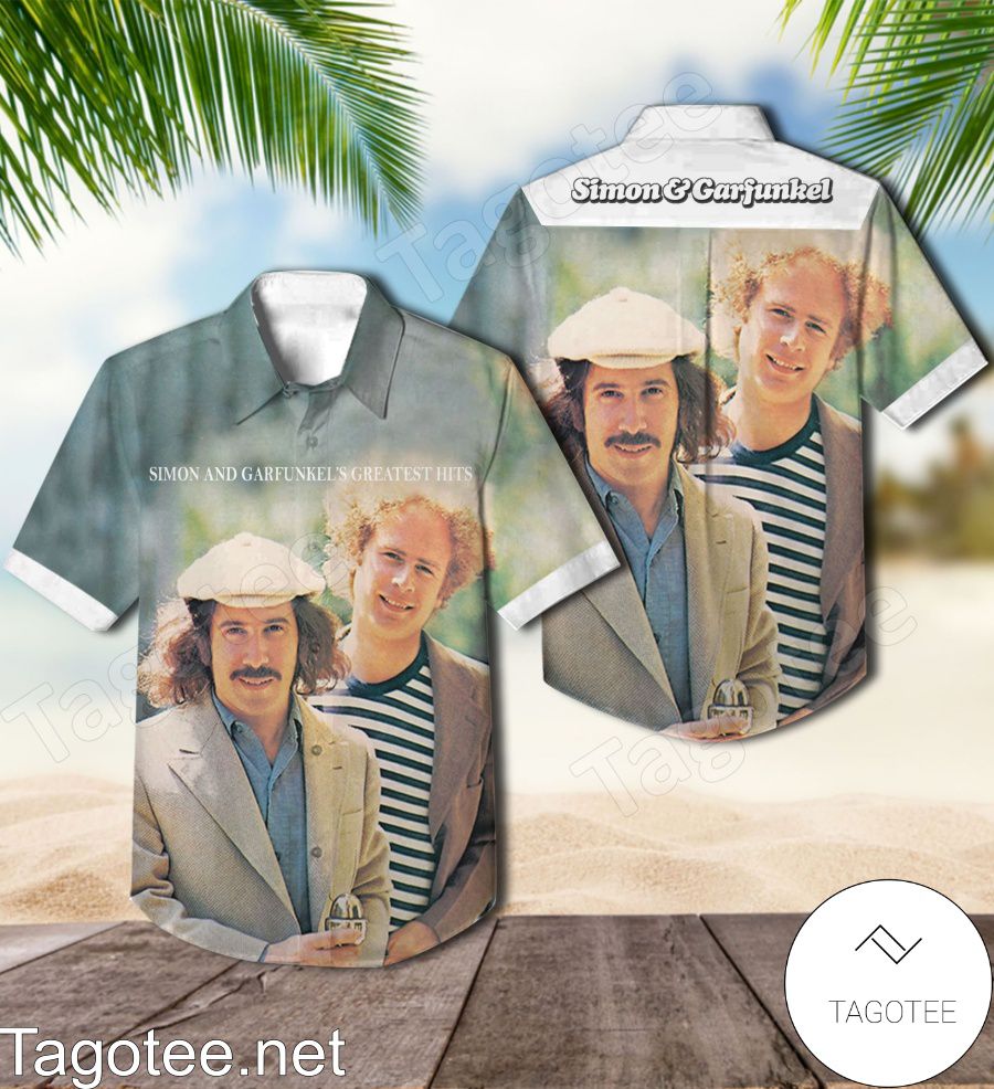 Simon And Garfunkel's Greatest Hits Compilation Album Cover Hawaiian Shirt