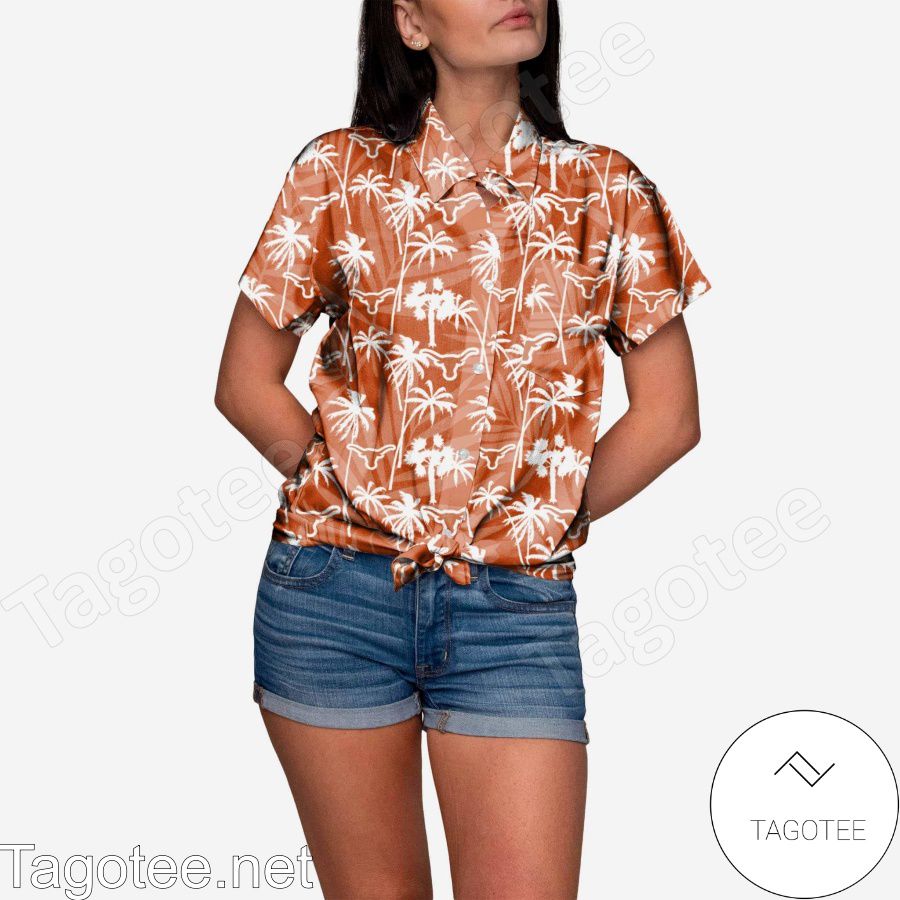 Texas Longhorns Tropic of Da Palms Womens Hawaiian Shirt