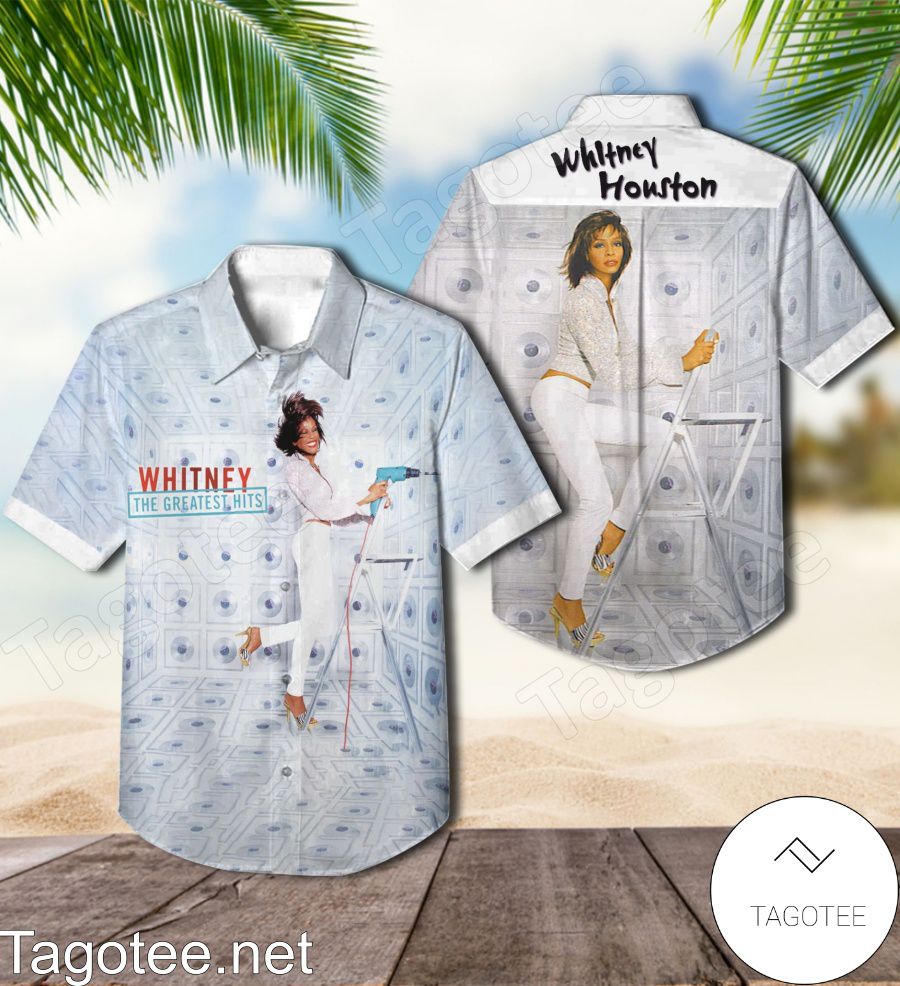Whitney Houston The Greatest Hits Compilation Album Cover Hawaiian Shirt