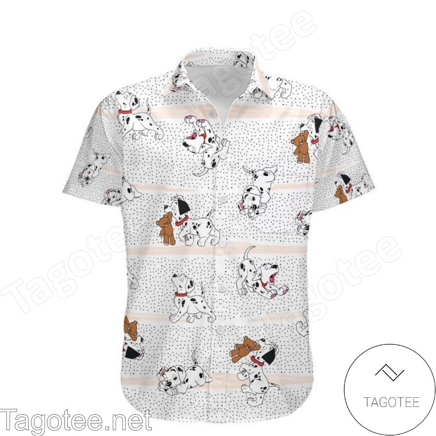101 Dalmatians Black Polka Dot White Hawaiian Shirt And Short a