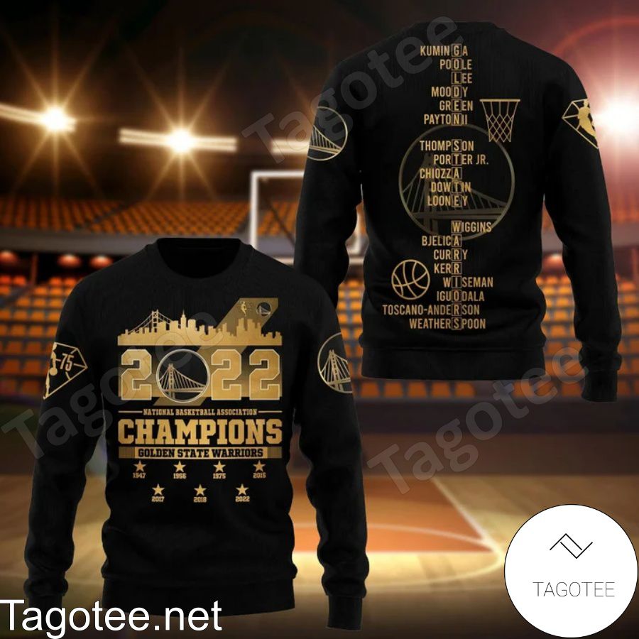 2022 National Basketball Association Champions Golden State Warriors Black And Gold 3D Shirt, Hoodie, Sweatshirt b