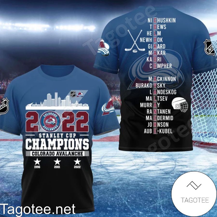 2022 Stanley Cup Champions Colorado Avalanche Players Name 3D Shirt, Hoodie, Sweatshirt
