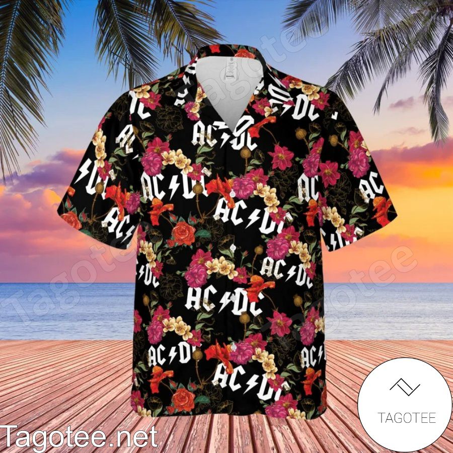 AC/DC Rock Band Floral Pattern Hawaiian Shirt And Short