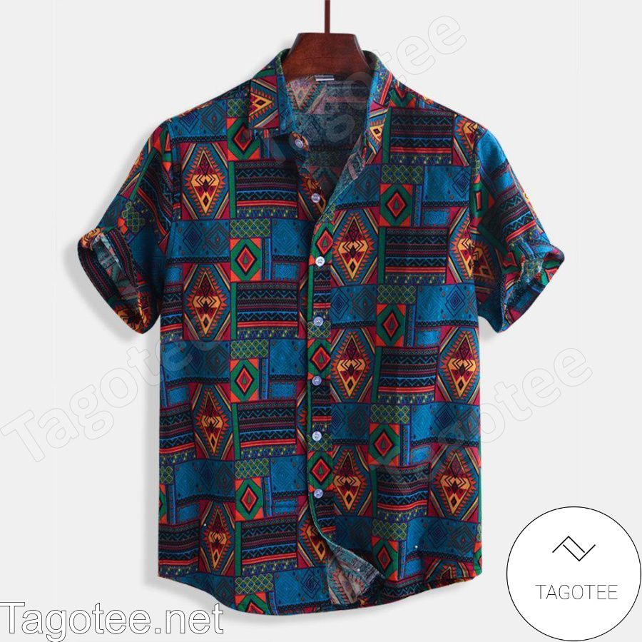 Abstract Tribal Ethnic Pattern Hawaiian Shirt