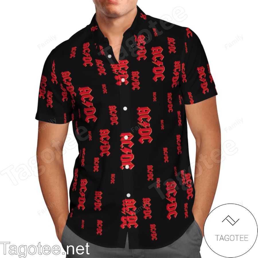 Ac Dc Black Hawaiian Shirt a