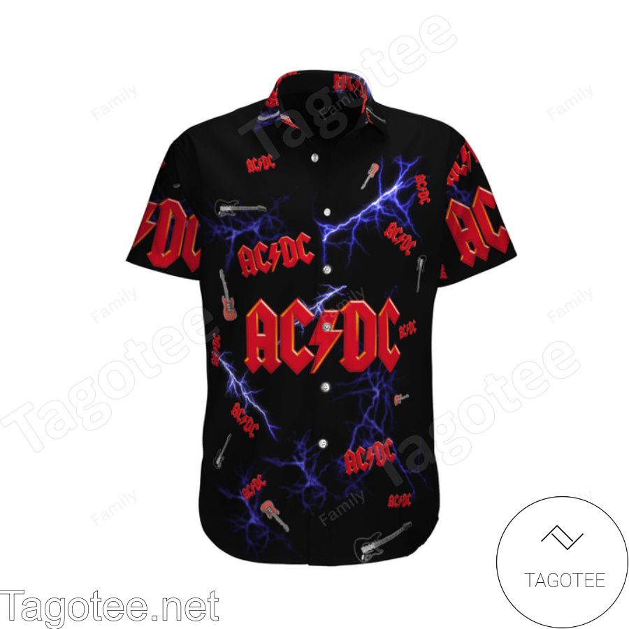 Ac Dc Lightning Black Hawaiian Shirt
