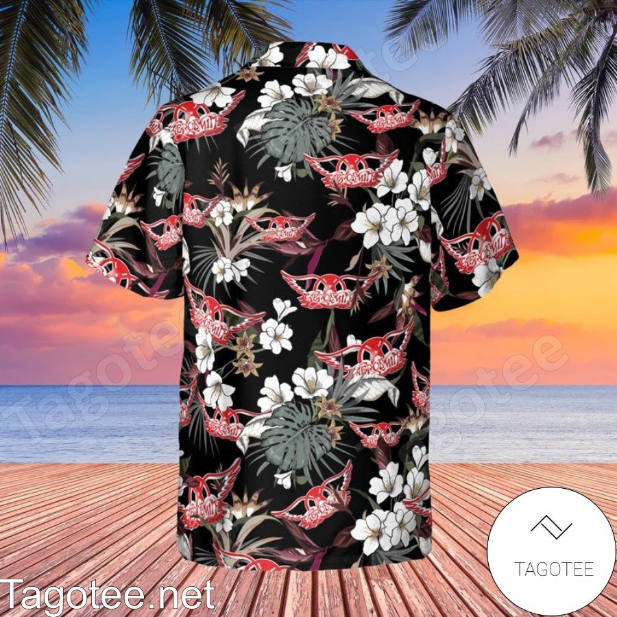 Aerosmith Rock Band Tropical Forest Black Hawaiian Shirt And Short a
