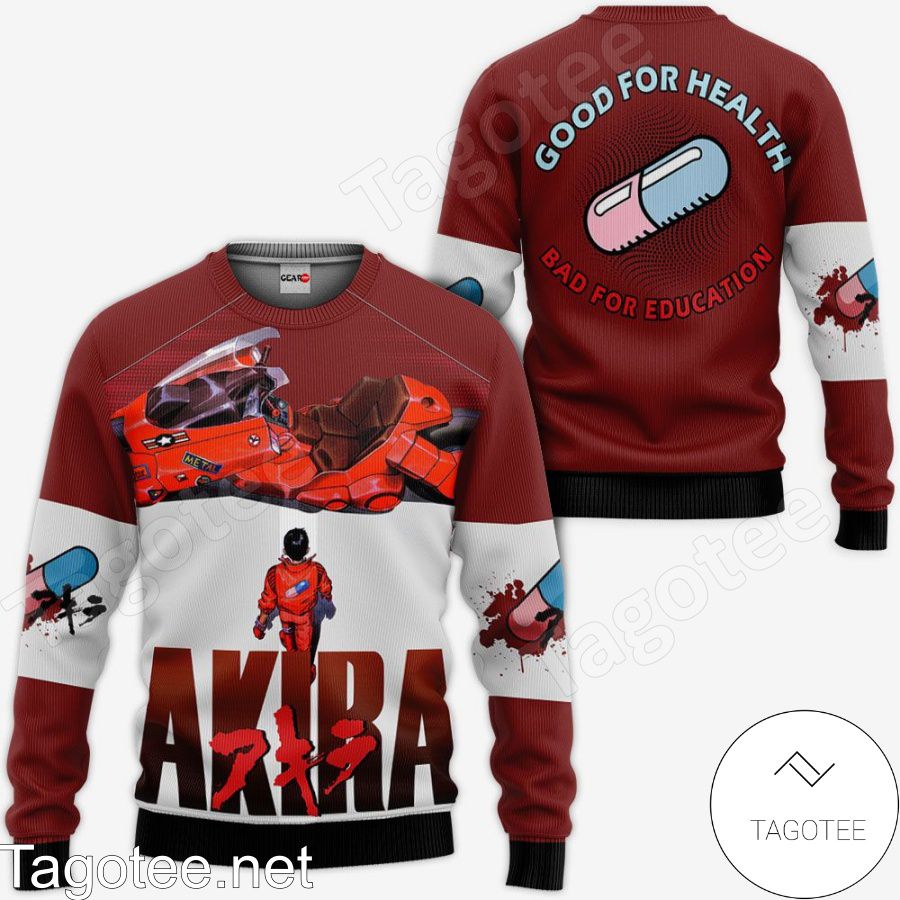 Akira Kaneda Custom Good For Health Bad For Education Anime Merch Jacket, Hoodie, Sweater, T-shirt b