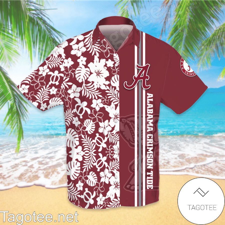 Alabama Crimson Tide Flowery Garnet Hawaiian Shirt And Short