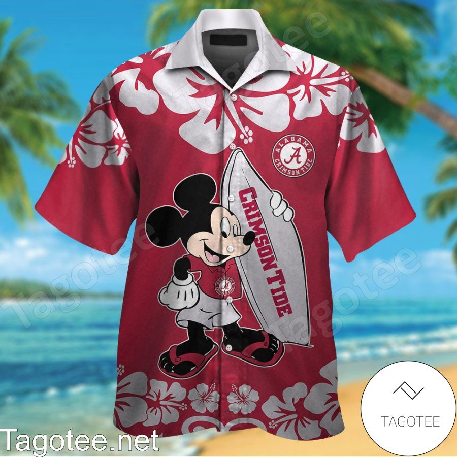 Alabama Crimson Tide & Mickey Mouse Hawaiian Shirt And Short