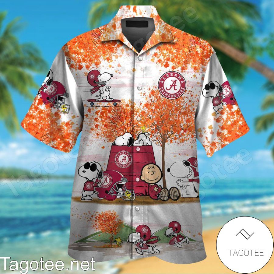 Alabama Crimson Tide Snoopy Autumn Hawaiian Shirt And Short