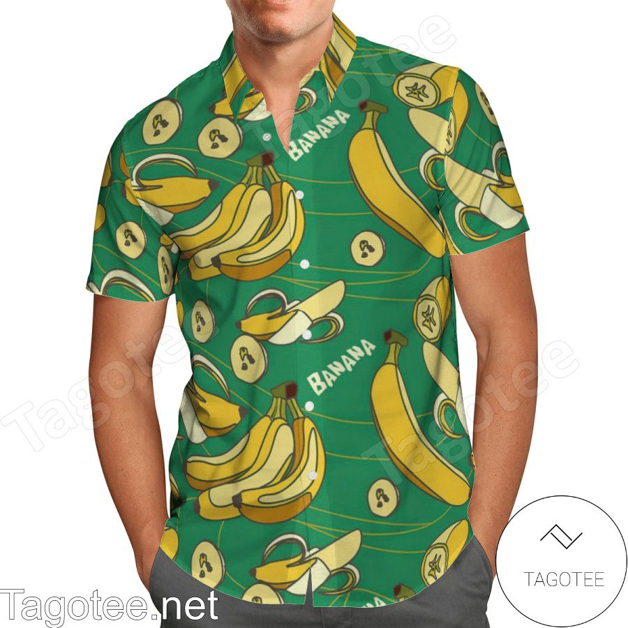 Amazing Bananas Green Hawaiian Shirt And Short