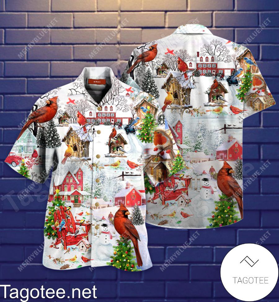 Amazing Christmas Holiday Cardinal Bird Print Hawaiian Shirt